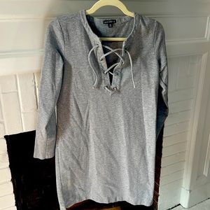J. Crew Mercantile Grey Sweatshirt Dress with Lace-Up Detail - Size XS